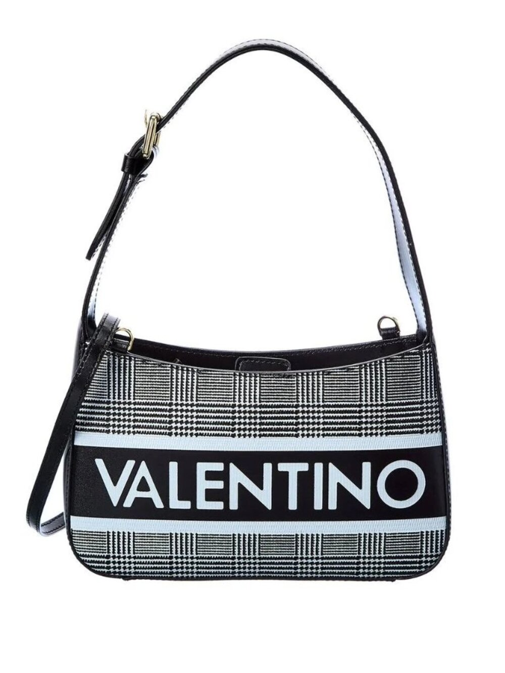 NWT ☑️ VALENTINO "KAI" PRINCE OF WALES LEATHER CONVERTIBLE BAG - COA & DUST BAG